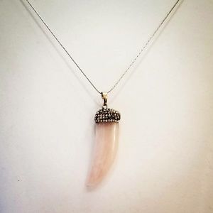 Rose Quartz Crystal Pendant Sainless Steel Chain